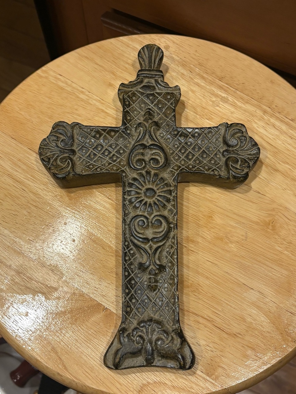 Element Ornate Decorative Wall Cross in Bronze and Aged Gold Tones NEW!